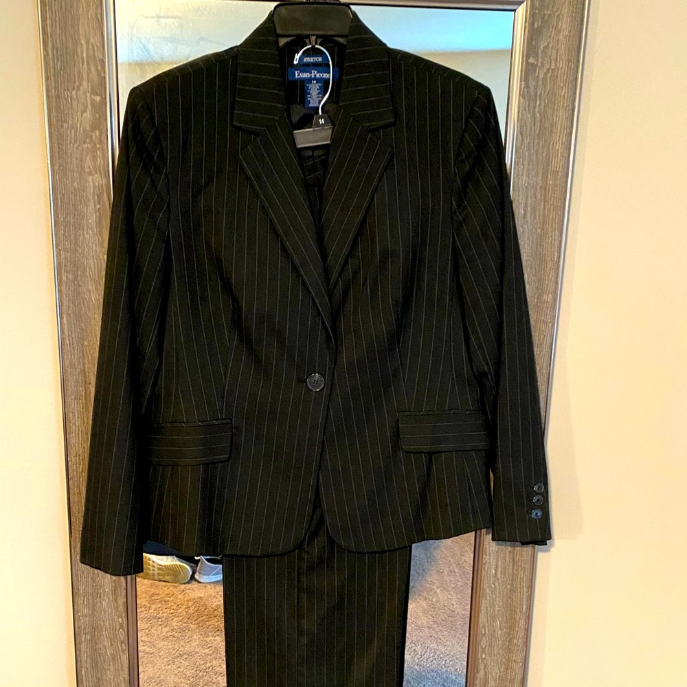 Black pinstripe pantsuit